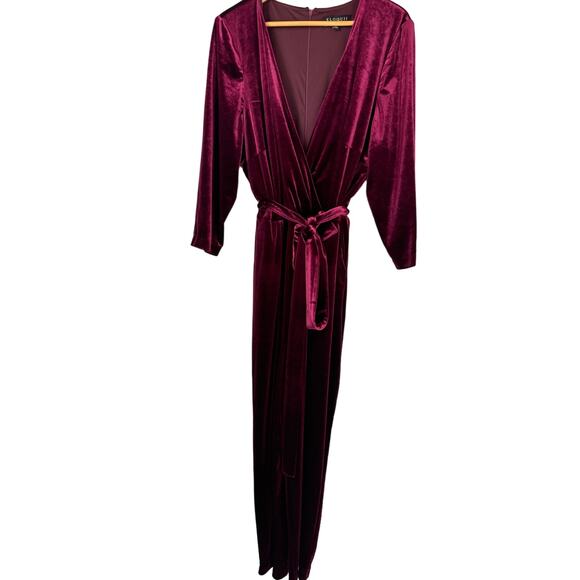 Eloquii Burgundy Velvet Jumpsuit - Picture 2 of 12
